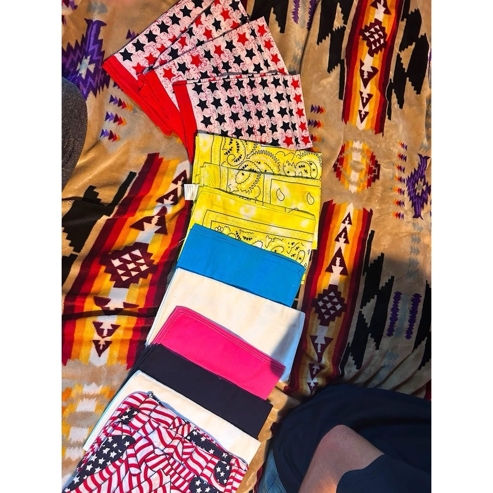 Lot Of 14 Bandanas Handkerchiefs! Patriotic! Solids! Colors!